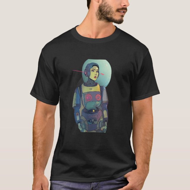 Camiseta Beautiful Woman In A Cyberpunk Space Suit Dreamy D (Anverso)