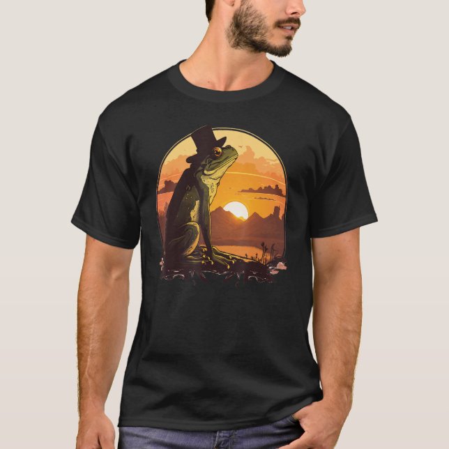 Camiseta Beautifull Frog Sunset on vintage Frog (Anverso)