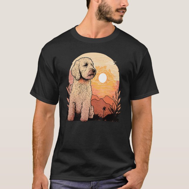 Camiseta Beautifull Golden Doodle Sunset vintage Goldendood (Anverso)