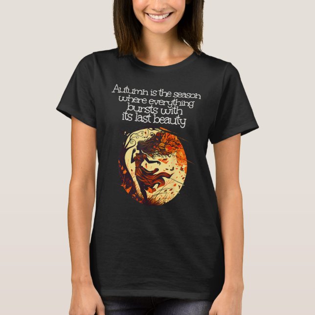 Camiseta Beauty Autumn Lady in windy Leaves Season (Anverso)
