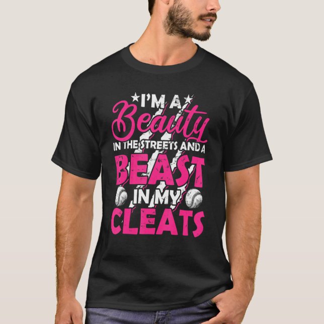 Camiseta Beauty Beast In My Cleats Softball Player (Anverso)