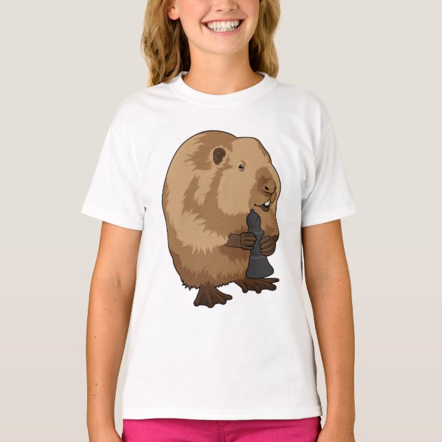 Camiseta Beaver en el Obispo de Ajedrez con pieza de ajedre (Anverso)