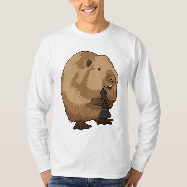 Camiseta Beaver en el Obispo de Ajedrez con pieza de ajedre (Anverso)