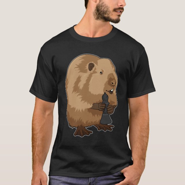 Camiseta Beaver en el Obispo de Ajedrez con pieza de ajedre (Anverso)