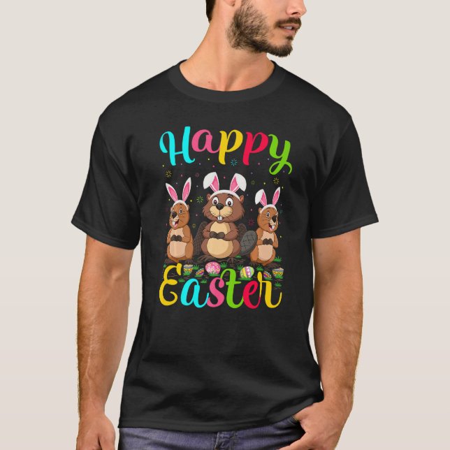 Camiseta Beaver Funny Easter Egny Beaver Feliz Pascua (Anverso)