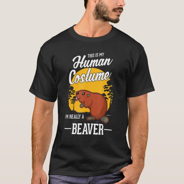 Camiseta Beaver Human Costume Halloween Beaver (Anverso)
