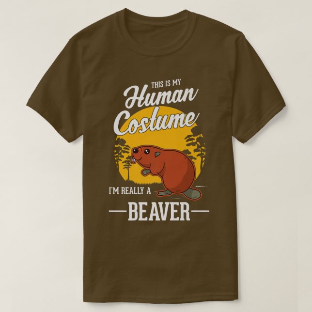 Camiseta Beaver Human Costume Halloween Beaver 483 (Diseño del anverso)