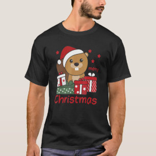 Camiseta Beaver Merry Christmas Winter Animals Beaver Chris