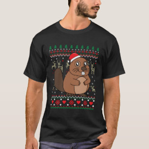 Camiseta Beaver navidad ornamento granja de regalos gracios