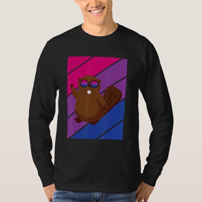 Camiseta Beaver Pride Bisexual Flag LGBTQ Proud Ally Pride  (Anverso)