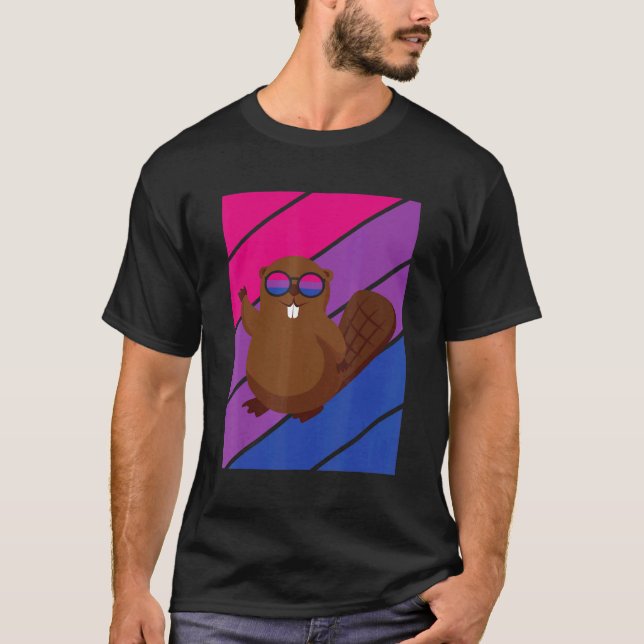 Camiseta Beaver Pride Bisexual Flag LGBTQ Proud Ally Pride  (Anverso)