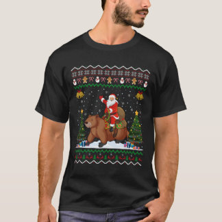 Camiseta Beaver Ugly Xmas Gift Funny Santa Riding Beaver Ch