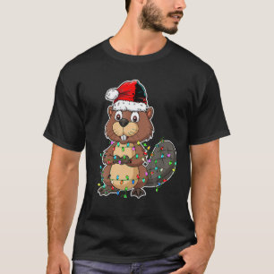 Camiseta Beaver Usa Santa Hat Xmas Divertido castor Lover C