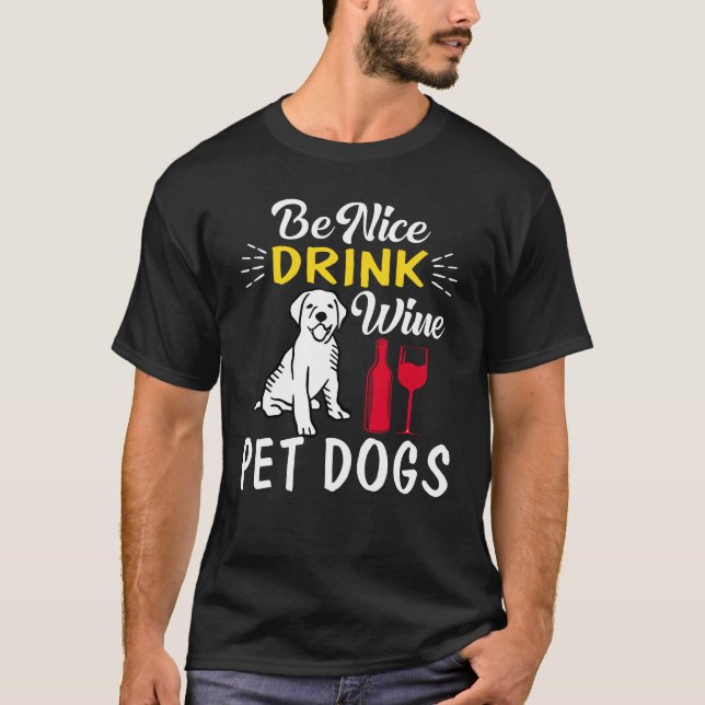 Camiseta beba bien mascotas de vino (Anverso)