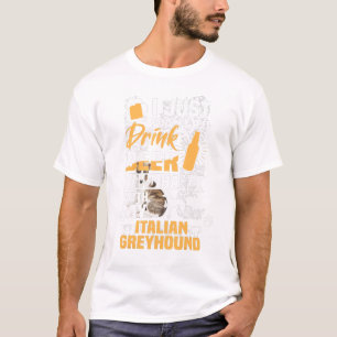 Camiseta Beba cerveza y cuelga con mi perro galgo italiano