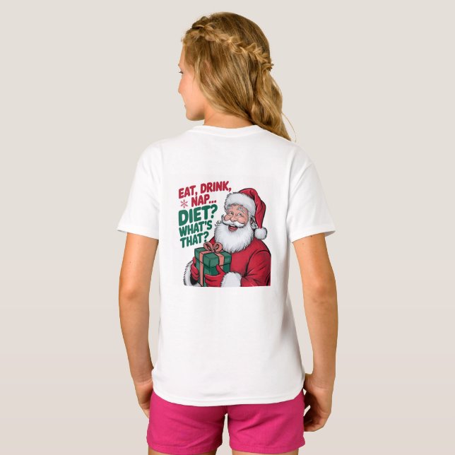 Camiseta Beba la siesta que dietética, Santa graciosa (Reverso completo)