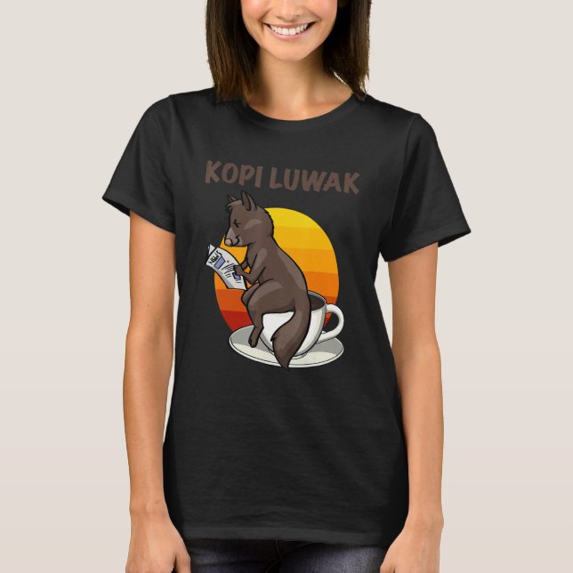 Camiseta Beba mis papas mujeres café gato kopi luwak amor (Anverso)