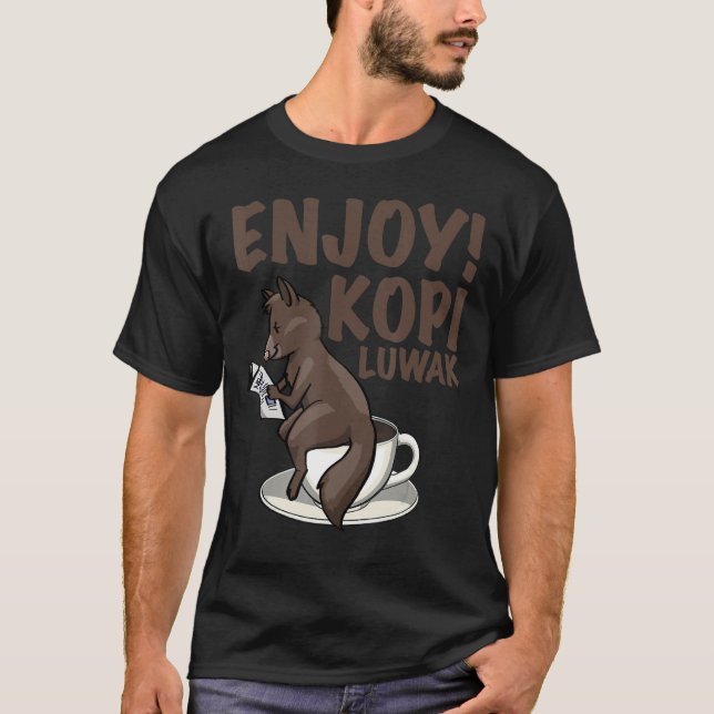 Camiseta Beba mis papas mujeres café gato kopi luwak amor 1 (Anverso)