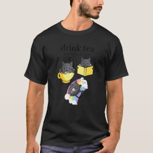 Camiseta Beba Té Lea Libros Sea Feliz Libro Esmoquin Negro
