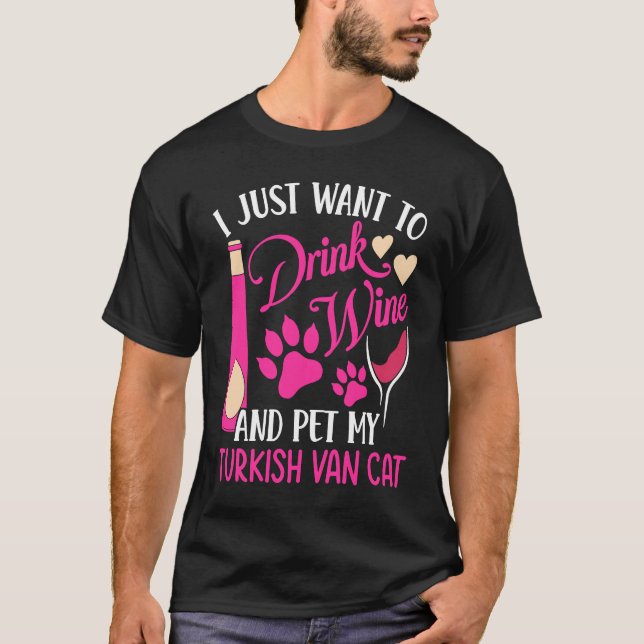 Camiseta Beba vino y Mascota mi gato turco mamá Hum (Anverso)