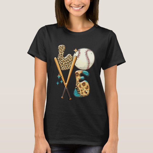 Camiseta Beball LOVE Baller Mom Leopard Print Softball Ga (Anverso)