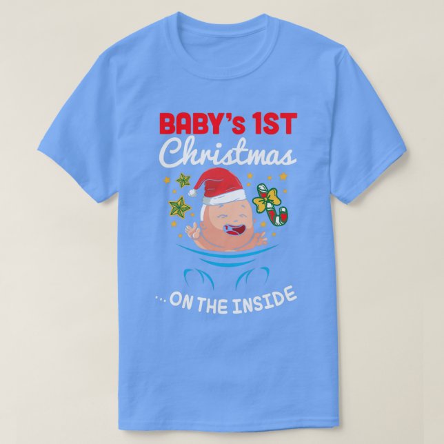 Camiseta Bebé 1.ª Primera Navidad En El Embarazo Interno (Diseño del anverso)