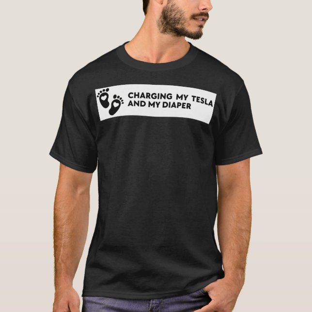 Camiseta Bebé A Bordo Para Tesla, Pegatina De Parachoques,  (Anverso)