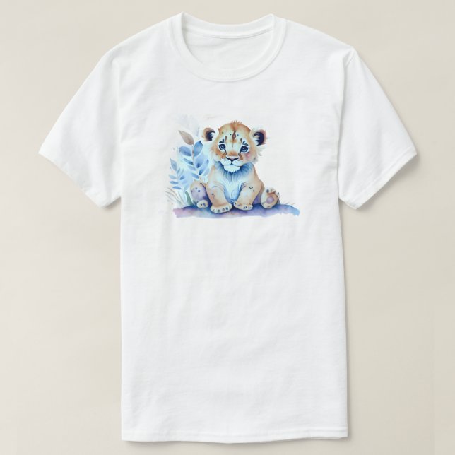 Camiseta Bebé Adorable con cachorro de león rodeado de hoja (Diseño del anverso)