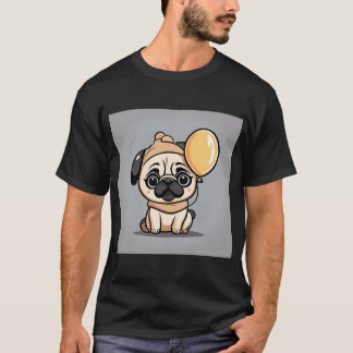 Camiseta Bebé Adorable con Disfraz de Perro Pug y Globo de 