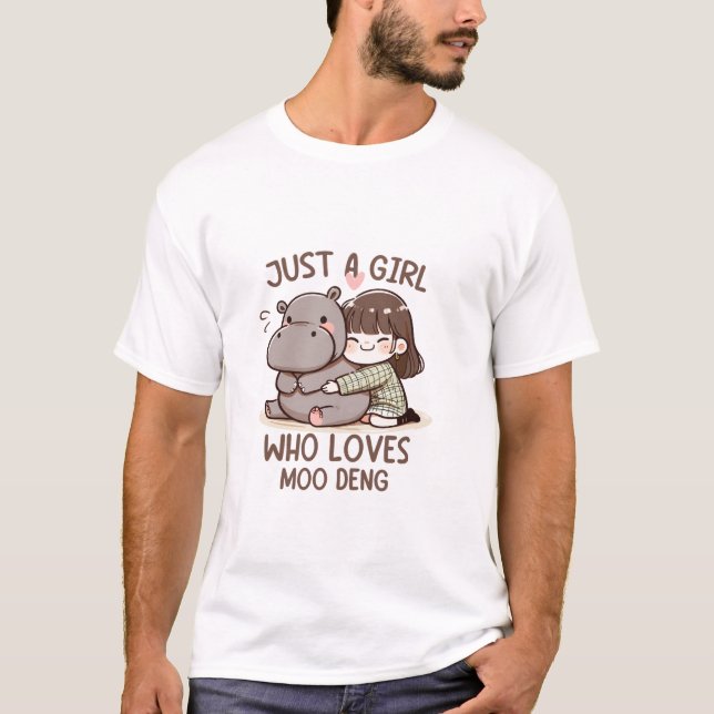 Camiseta Bebé Adorable Hippo, Jus Un Chica Que Ama Moo Deng (Anverso)
