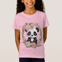Camiseta Bebé Adorable Panda Bear con Flores
