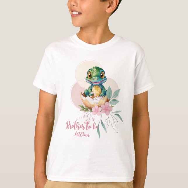 Camiseta Bebé Alligator Hatching Floral Brother (Anverso)