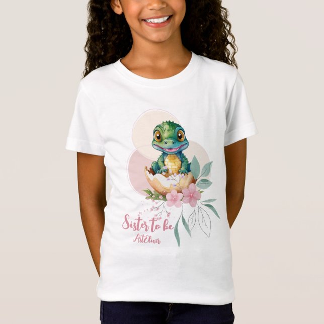 Camiseta Bebé Alligator Hatching Floral Hermana (Anverso)
