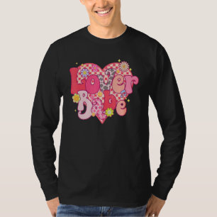 Camiseta Bebé Amante Retro Cuadrillé Corazón Groovy Feliz V