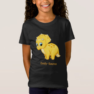 Camiseta Bebé amarillo curado triceratops dinosaurio