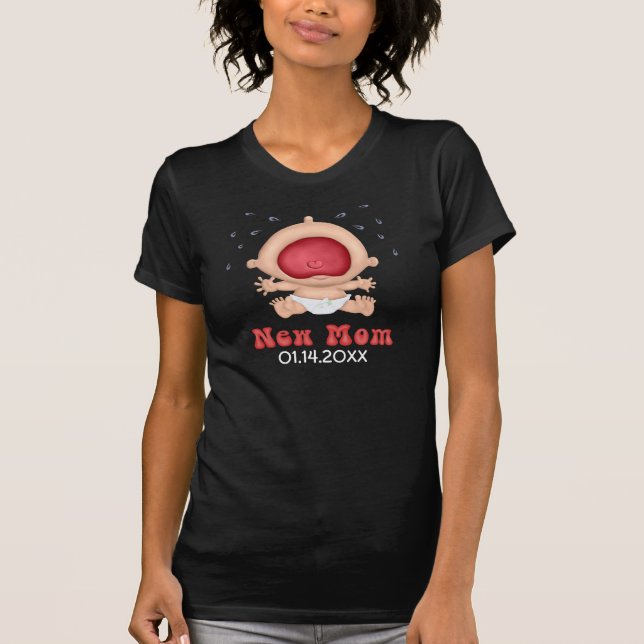 Camiseta Bebé aserrante - Mamá nueva - Personalizar (Anverso)