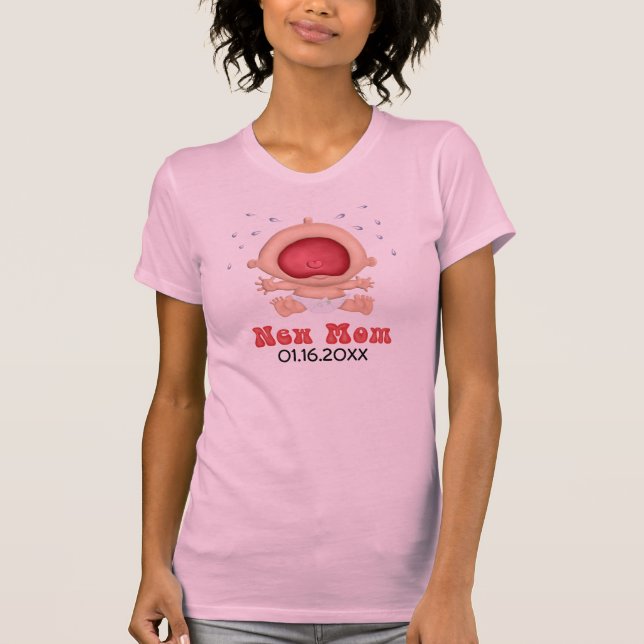 Camiseta Bebé aserrante - Mamá nueva - Personalizar (Anverso)