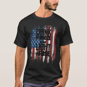Camiseta Bebe Booze Light Fuse American Flag 4 de julio Cer