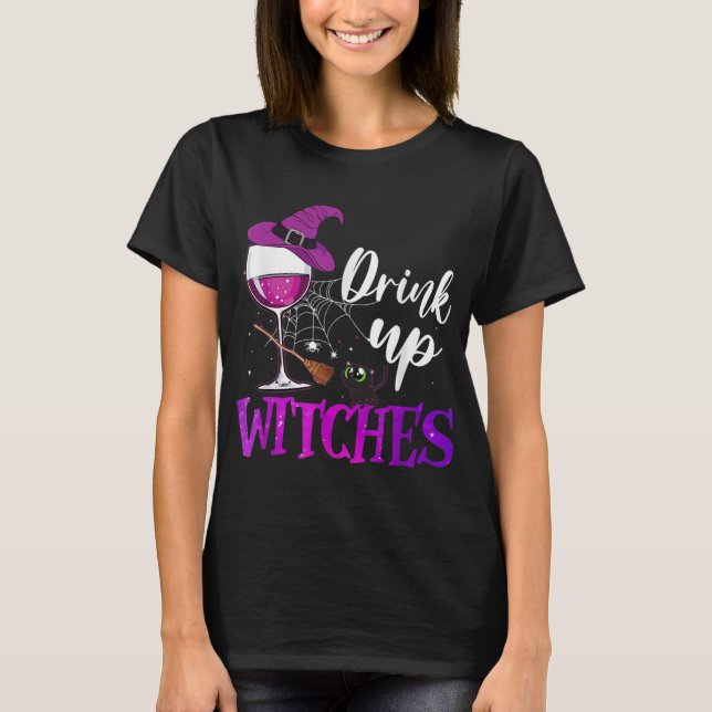 Camiseta Bebe brujas Amante del vino Bebiendo Cos de Hallow (Anverso)