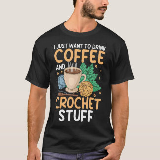 Camiseta Bebe Café Teje Cosas Amantes Divertidos del Ganchi