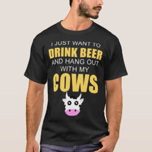 Camiseta Bebe Cerveza Colgada Con Mis Vacas