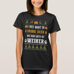 Camiseta Bebe Cerveza Funny Weiner Dachshund Perro Feo Chri