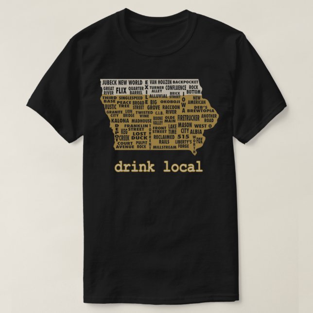 Camiseta Bebe cerveza Iowa local (Diseño del anverso)