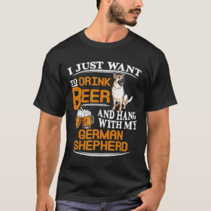 Camiseta Bebe Cerveza Y Colega Con Mi Perro Pastor Alemán