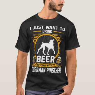 Camiseta Bebe Cerveza Y Coloca Con Mi Perro Doberman Pinsch