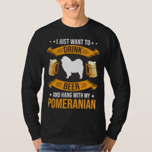 Camiseta Bebe Cerveza Y Coloca Con Mi Perro Pomeraniano