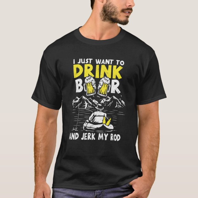 Camiseta Bebe Cerveza Y Tirar Mi Pesca De Rod Pescador Bebi (Anverso)