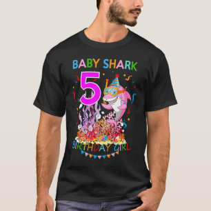 Camiseta Bebé Chica de cumpleaños de tiburón de 5 años