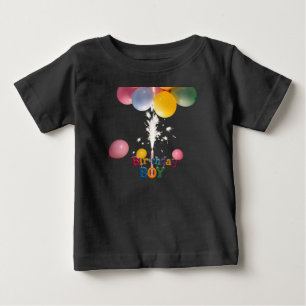 Camiseta bebé colorida de cumpleaños con globos D