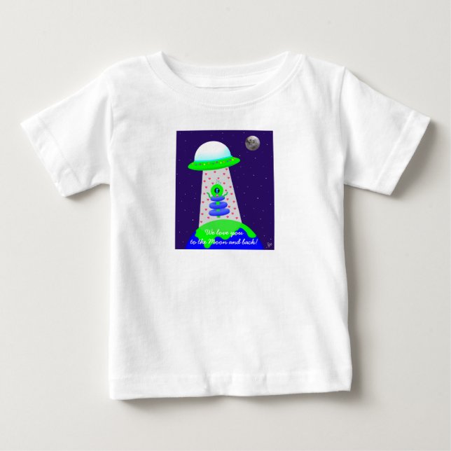 Camiseta bebé con alienígena y luna por Jo Images (Anverso)